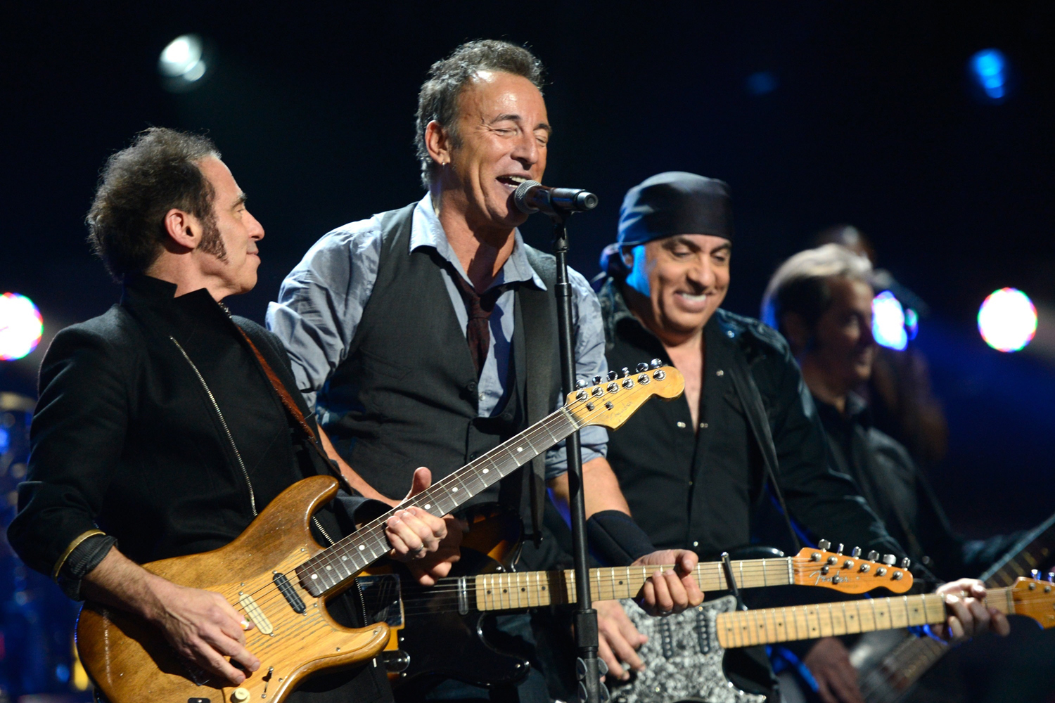 Nils Lofgren, Bruce Springsteen and Steven Van Zandt of The E Street Band perform