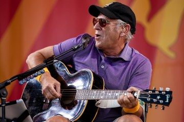 Jimmy Buffett performs at the Fair Grounds Race Course in New Orleans, on May 3, 2012.