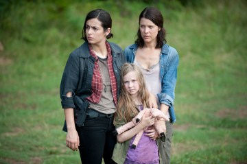 Tara (Alana Masterson), Meghan (Meyrick Murphy) and Lilly (Audrey Marie Anderson) - The Walking Dead _ Season 4, Episode 7 - Photo Credit: Gene Page/AMC