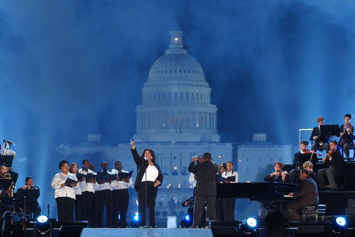 Franklin sings the National Anthem