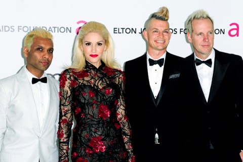 Tony Kanal, Gwen Stefani, Adrian Young and Tom Dumont from the band No Doubt arrive at the 20th annual Elton John AIDS Foundation Academy Awards Viewing Party in West Hollywood