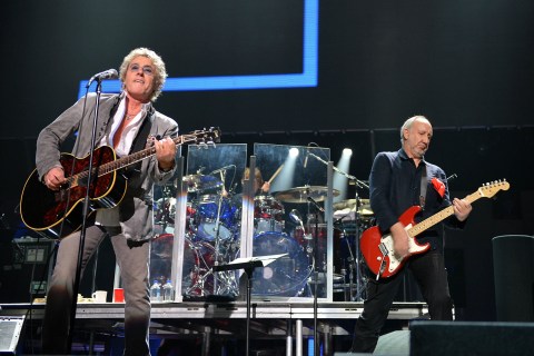 Roger Daltrey (L) and Pete Townshend of The Who perform