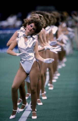 Cheerleaders during the halftime show at the Louisiana Superdome in New Orleans during Superbowl XX where the Chicago Bears meet the New England Patriots on Jan. 26, 1986.