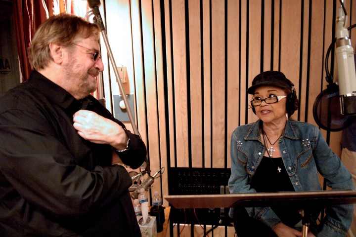 Etta James and producer Phil Ramone posed in a Los Angeles recording studio in 2007.