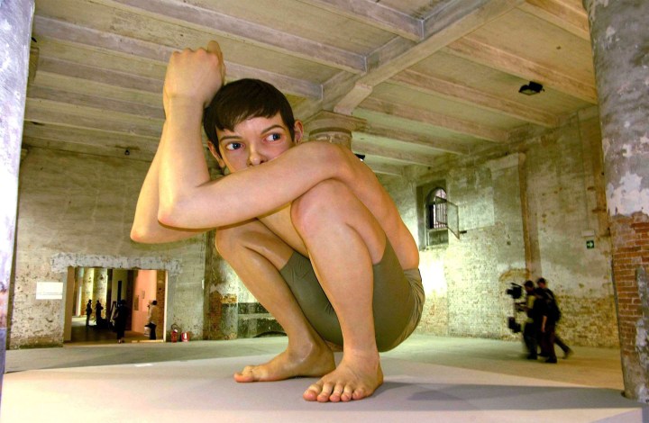 Boy by Ron Mueck, prior to the official opening of the 49th International Exibition of Contemporary Arts Venice Biennale in Venice, on June 6, 2011.