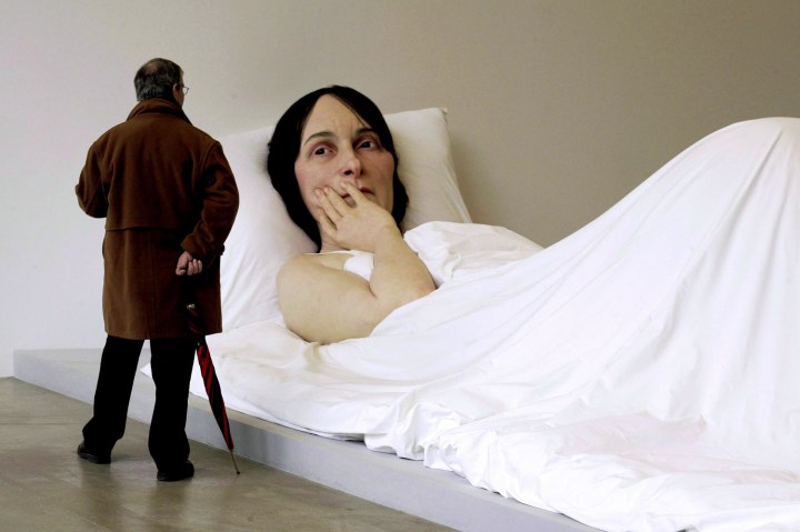 In Bed by Ron Mueck at the Foundation Cartier in Paris, on January 05, 2006.