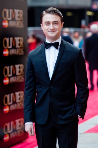 Daniel Radcliffe on the red carpet of the Olivier Awards 2013 at the Royal Opera House in London, on April 28, 2013.