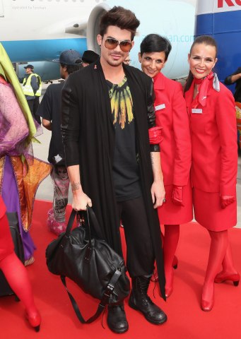 Adam Lambert arrives with the Life Ball Plane in Vienna, on May 24, 2013.