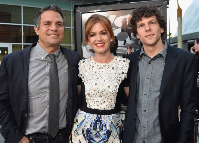 From left: Mark Ruffalo, Isla Fisher and Jesse Eisenberg attend a special screening of Summit Entertainment's "Now You See Me" at the ArcLight Theaters in Hollywood, on May 23, 2013.