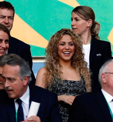 Shakira before the Confederations Cup semi-final soccer match between Spain and Italy at the Estadio Castelao in Brazil on June 27, 2013.