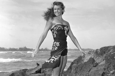 Esther Williams on location for the film "Pagan Love Song, in May 1950.