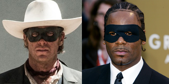Left: Armie Hammer in Disney's 'The Lone Ranger'; Right: R. Kelly arrives at the 46th Annual Grammy Awards held at the Staples Center in Los Angeles, on Feb. 8, 2004.