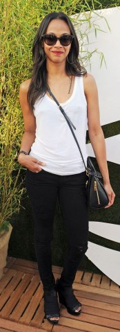 Zoe Saldana attends the Barclaycard UNWIND VIP lounge at British Summer Time Hyde Park in London, on July 13, 2013.