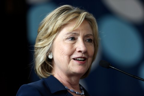 Former Secretary of State Hillary Clinton speaks during the Women in Public Service Project leadership symposium at Bryn Mawr College in Bryn Mawr, Pa, on July 9, 2013.