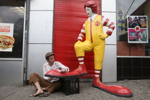 Banksy's new piece is a traveling Ronald McDonald statue