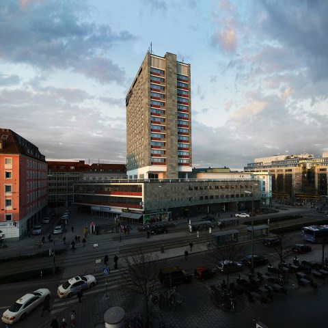 This unaltered photograph of the Deutscher Kaiser hotel became the springboard for the digitally altered images that follow.