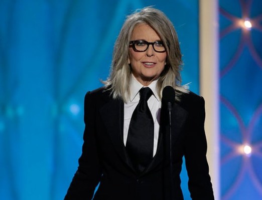 Diane Keaton Accepts For Woody Allen at Golden Globes Bizarre L'oreal ...