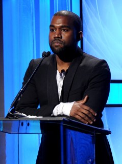In his Oct. 22, 2012 file photo, recording artist Kanye West speaks onstage during the 17th Annual Hollywood Film Awards Gala  in Beverly Hills, Calif