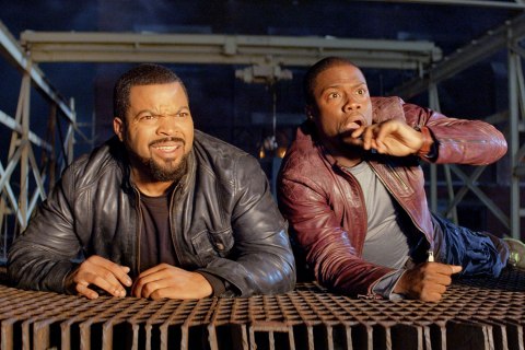 Ice Cube, left, and Kevin Hart in a scene from "Ride Along" 