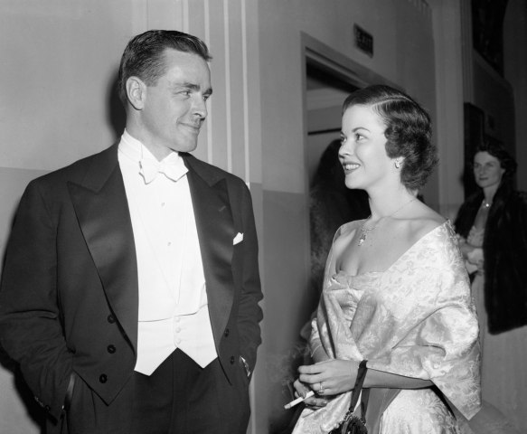 From right: Shirley Temple and her husband, Lt. Cmdr. Charles Black at the inaugural ball in the National Guard Armory in Washington, D.C., on Jan. 20, 1953.
